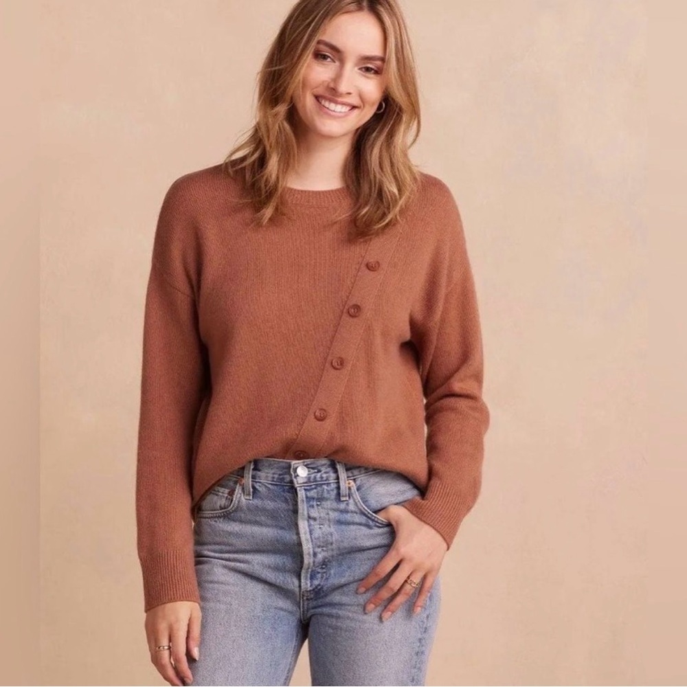 Summersalt The Luxe Cashmere Blend Button Crewneck Sweater Size Small
